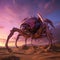AI generated illustration of a large robotic bug in the desert, illuminated by the afternoon sun