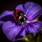 AI generated illustration of a macro of a red and black dotted ladybug