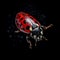 AI generated illustration of a macro of a red and black dotted ladybug