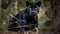 AI generated illustration of a magnificent black panther in its tropical rainforest habitat