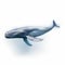 AI generated illustration of a majestic blue whale soaring against a white background