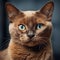 AI generated illustration of A majestic brown cat with captivating blue eyes