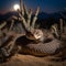 AI generated illustration of a majestic desert snake, hunting at night