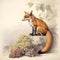 AI generated illustration of a majestic fox perched amongst an array of ripe, juicy grapes