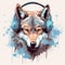 AI generated illustration of a majestic grey wolf wearing headphones