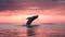 AI generated illustration of a majestic humpback whale breaching the tranquil waters