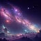 AI generated illustration of a majestic night sky with swirling clouds and glimmering stars