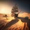 AI-generated illustration of a majestic pirate ship in the desert.
