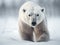 AI generated illustration of A majestic polar bear walking in a snowy landscape