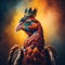 AI generated illustration of a majestic turkey with a crown on a gradient background
