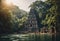 AI generated illustration of a majestic view of a historic Buddhist temple ruin