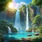 AI generated illustration of a majestic waterfall cascading down a rocky cliffside