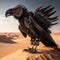 AI generated illustration of a mechanical vulture robot in the desert