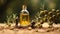 AI generated illustration of miniature figures around a bottle of olive oil