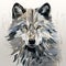 AI generated illustration of a mosaic portrait of a gray wolf