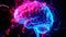 AI generated illustration of neon lights illuminate the radiant and pink inner workings of the brain
