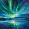 AI generated illustration of a painting of a breathtaking aurora borealis illuminating the night sky