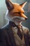 AI generated illustration of a painting of a fox wearing a dapper outfit