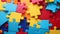 AI generated illustration of a pile of assorted colorful puzzle pieces