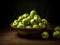 AI generated illustration of a pile of fresh, ripe apples in a ceramic bowl