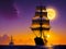 AI-Generated Illustration of a Pirate Ship sailing in the Night