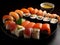 AI generated illustration of A plate of freshly prepared sushi