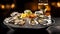 AI generated illustration of a platter of freshly shucked oysters covered in ice