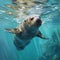 AI generated illustration of a playful otter enjoying a sunny day, floating in the water