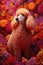 AI generated illustration of a Poodle dog sitting among a stunning array of vivid wildflowers