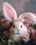 AI generated illustration of a rabbit adorned with a charming flower crown