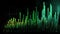 AI generated illustration of a rising financial graph, illustrated with glowing green lights