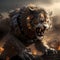 AI generated illustration of a roaring tiger wearing a robotic costume