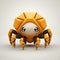 AI generated illustration of A robotic arachnid in a vivid orange hue