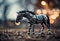 AI generated illustration of a robotic horse in a futuristic setting