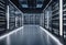 AI generated illustration of rows of servers in a vast data center server room