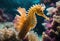 AI generated illustration of a seahorse searching for potential prey in its aquatic environment