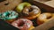 AI generated illustration of a selection of classic donuts presented in a box
