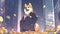 AI generated illustration of Shiba Inu in a suit standing against a stack of coins