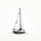 AI generated illustration of a simple sailboat sketch on a white background