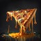 AI generated illustration of a slice of pizza with pouring cheese