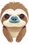 AI generated illustration of a sloth, with its eyes closed, looking directly at the camera