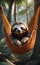 AI generated illustration of a sloth relaxing on a hammock