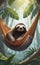 AI generated illustration of a sloth relaxing on a hammock