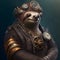 AI generated illustration of a sloth wearing steampunk-inspired clothing