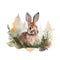 AI generated illustration of a small rabbit perched atop a patch of lush green grass