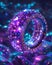 AI-generated illustration of a Sparkling purple crystal ring on a reflective surface