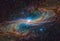 AI generated illustration of spiral galaxies with bright stars and nebula