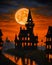 Ai generated illustration of spooky mystery haunted haloween house