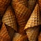 AI generated illustration of a stack of freshly made waffles of ice cream cones