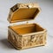 AI generated illustration of A stunning golden ornate box on a white surface